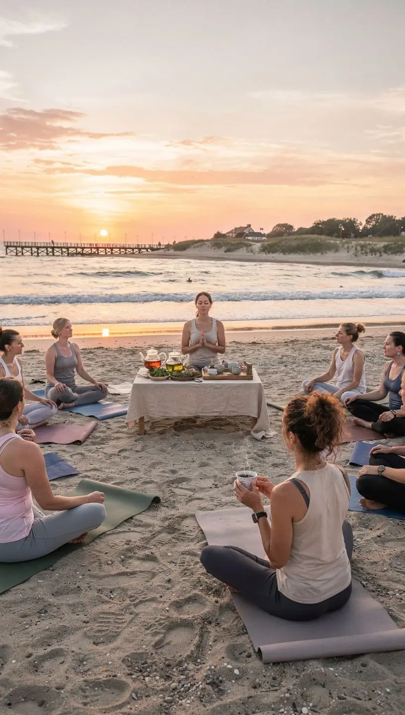 Instrukcijų knyga šalia arbatos rinkinio, siekiant aiškiai perteikti sveikatingumo ritualų naudą.