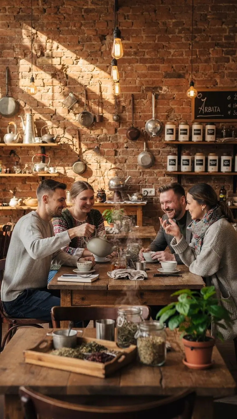 Švelni ranka lašo medaus į karštą žolelių arbatą, paruoštą ramiam rytui.